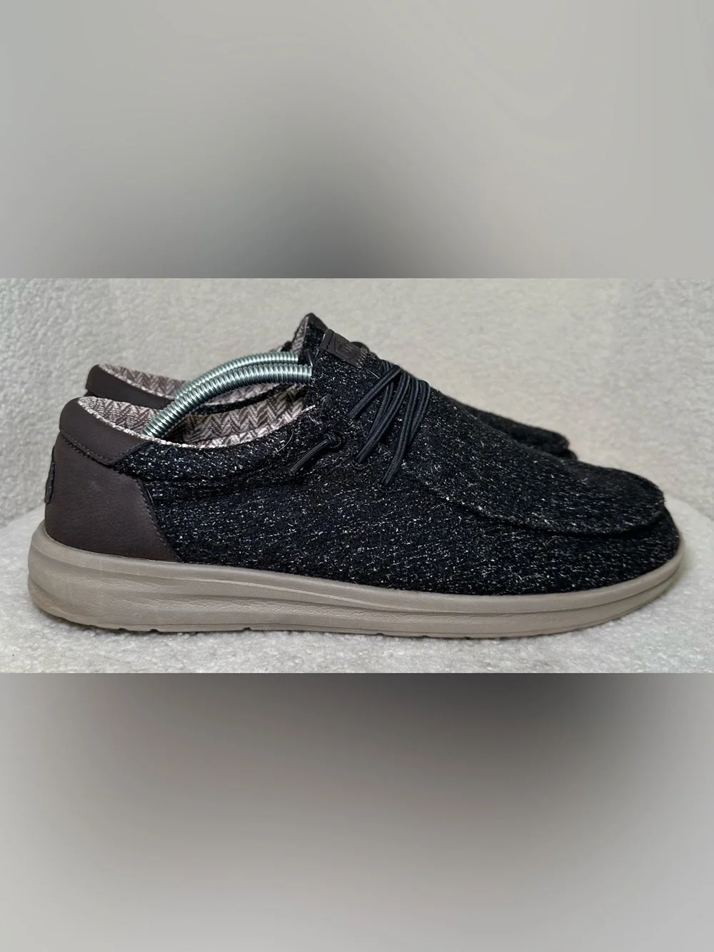 HEYDUDE Paul Knit Black Grey Gray Men’s Knit Slip On Casual Shoes Lightweight 11